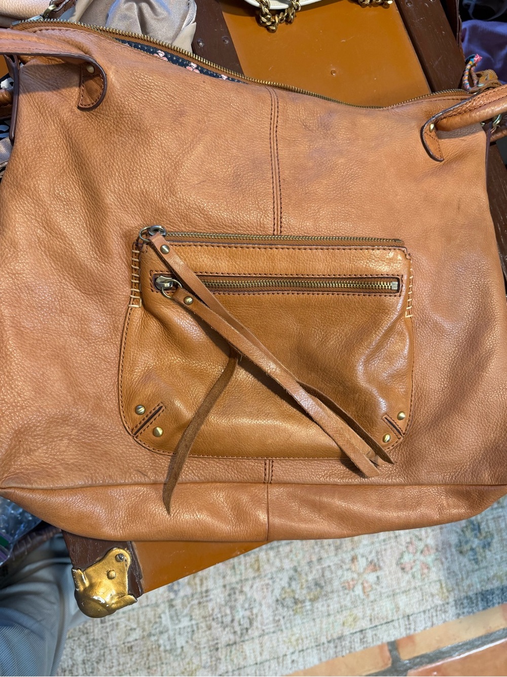 Lucky Brand Brown Leather Boho Shoulder Bag / Hobo Bag with Tassels - Picture 15 of 15
